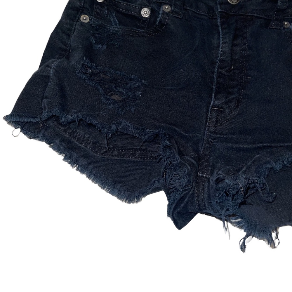 American Eagle Outfitters Denim Stretch Shorts Women’s Black Size 2 Distressed - Picture 5 of 11